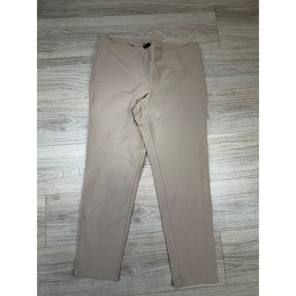 Eileen Fisher Womens Tan Beige‎ Stretch Crepe Ankle Pants Elastic Waist Size L